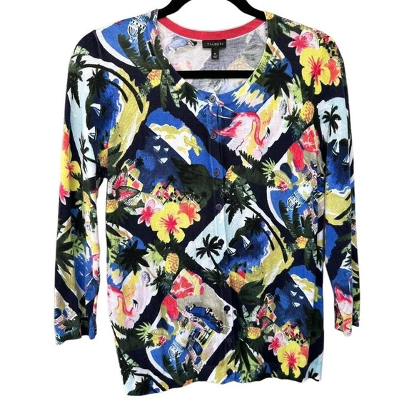 Talbots Women's Tropical Resort Vacation Cardigan Size Medium - Picture 1 of 5